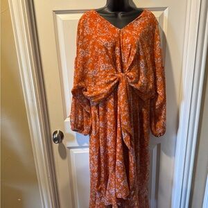 Sabrina Collective Floral Tie-Front Maxi Dress – Size 18W